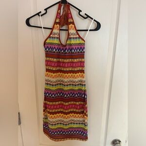MULTICOLOR SUMMER MINI HALTER DRESS ☀️